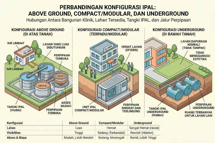 Desain IPAL Klinik Rawat Inap untuk menyesuaikan kapasitas dan kondisi lahan