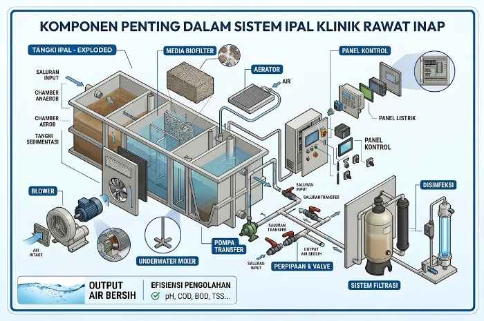 Tahapan pengolahan air limbah klinik menggunakan sistem IPAL