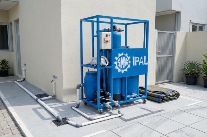 Unit IPAL portable dengan desain tetap di area lahan terbatas